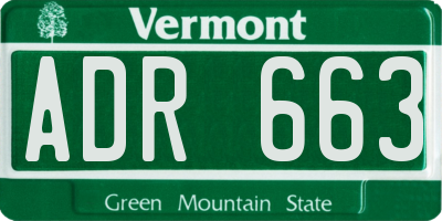 VT license plate ADR663