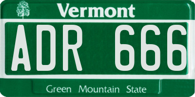 VT license plate ADR666