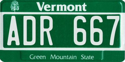 VT license plate ADR667