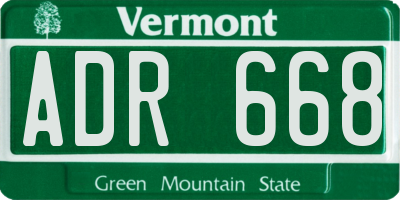 VT license plate ADR668
