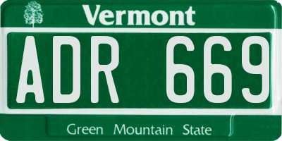 VT license plate ADR669
