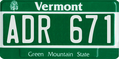 VT license plate ADR671