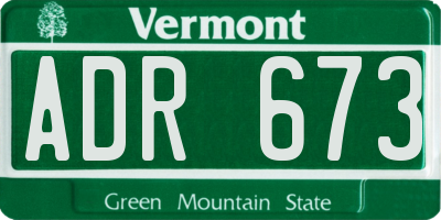 VT license plate ADR673