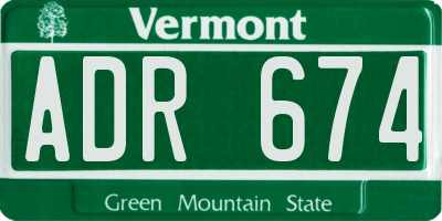 VT license plate ADR674