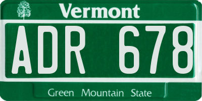 VT license plate ADR678