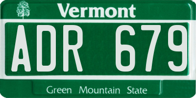 VT license plate ADR679
