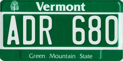 VT license plate ADR680