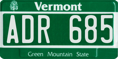 VT license plate ADR685