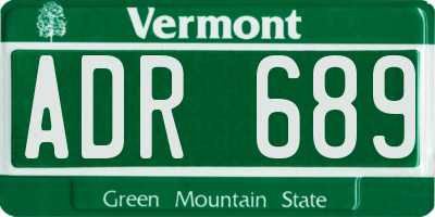 VT license plate ADR689