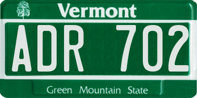 VT license plate ADR702