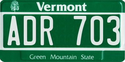 VT license plate ADR703