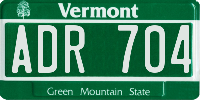 VT license plate ADR704