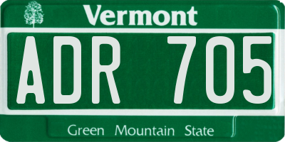 VT license plate ADR705