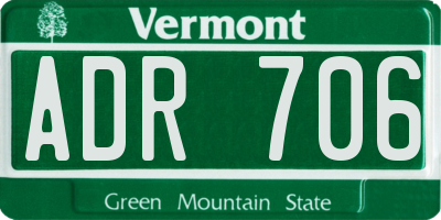 VT license plate ADR706