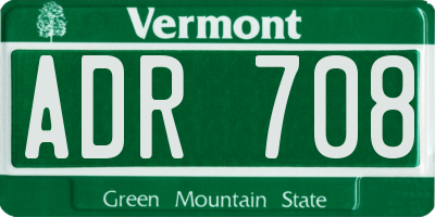 VT license plate ADR708