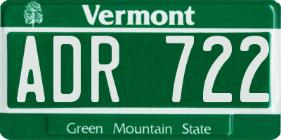 VT license plate ADR722