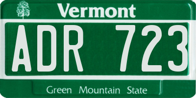 VT license plate ADR723