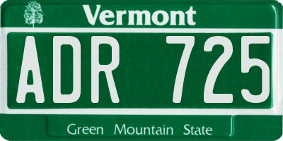 VT license plate ADR725