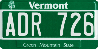 VT license plate ADR726