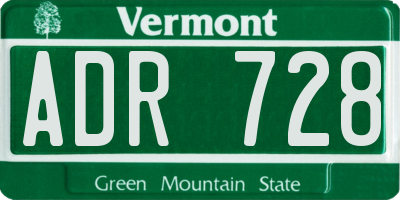 VT license plate ADR728