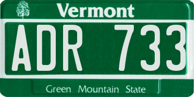 VT license plate ADR733