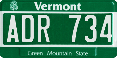 VT license plate ADR734