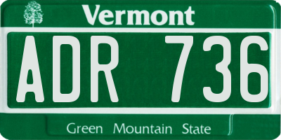 VT license plate ADR736