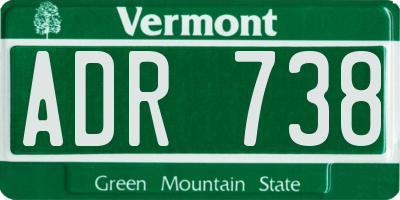 VT license plate ADR738