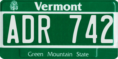 VT license plate ADR742
