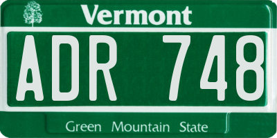 VT license plate ADR748