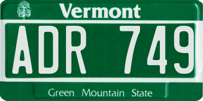 VT license plate ADR749