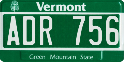 VT license plate ADR756