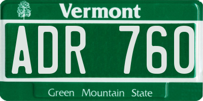 VT license plate ADR760