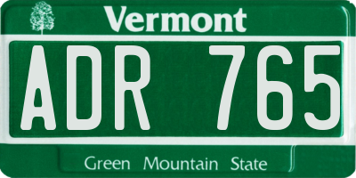 VT license plate ADR765