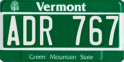 VT license plate ADR767