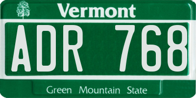 VT license plate ADR768