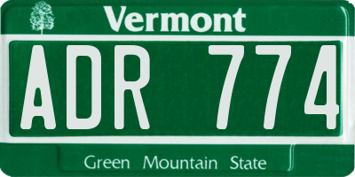 VT license plate ADR774