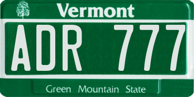 VT license plate ADR777