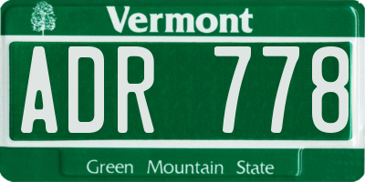 VT license plate ADR778