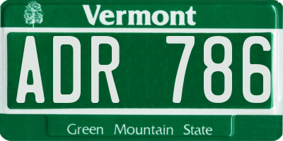VT license plate ADR786