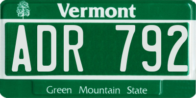VT license plate ADR792