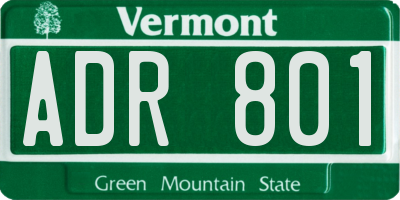 VT license plate ADR801