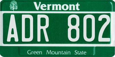 VT license plate ADR802