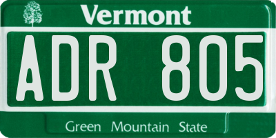 VT license plate ADR805