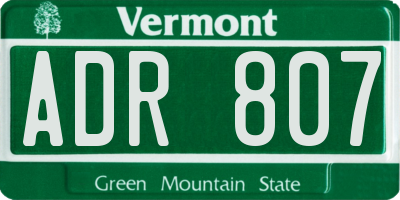 VT license plate ADR807