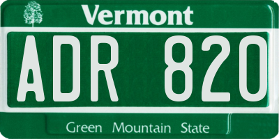 VT license plate ADR820