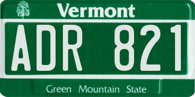 VT license plate ADR821