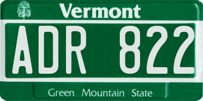 VT license plate ADR822