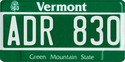 VT license plate ADR830