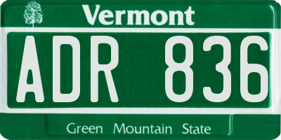 VT license plate ADR836